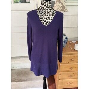 Eileen Fisher Purple Knit Pullover Sweater Petite Medium PM Organic Cotton